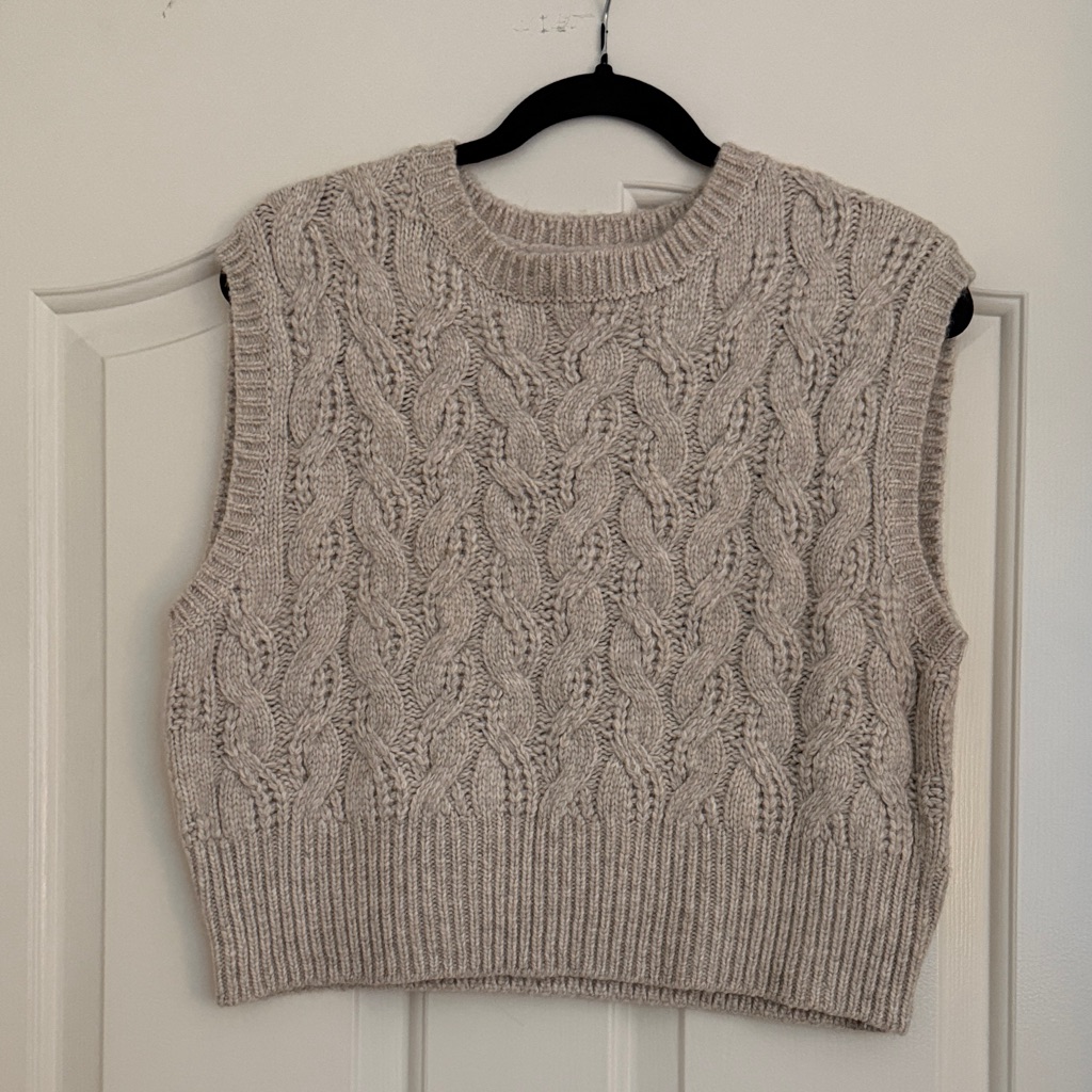 Sincerely Jules Cable Knit Sleeveless Top In Beige
